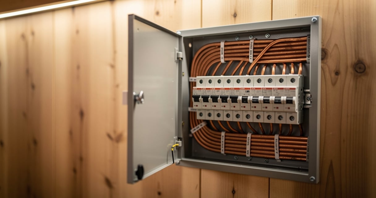 Tableau électrique domestique avec disjoncteurs bien organisés